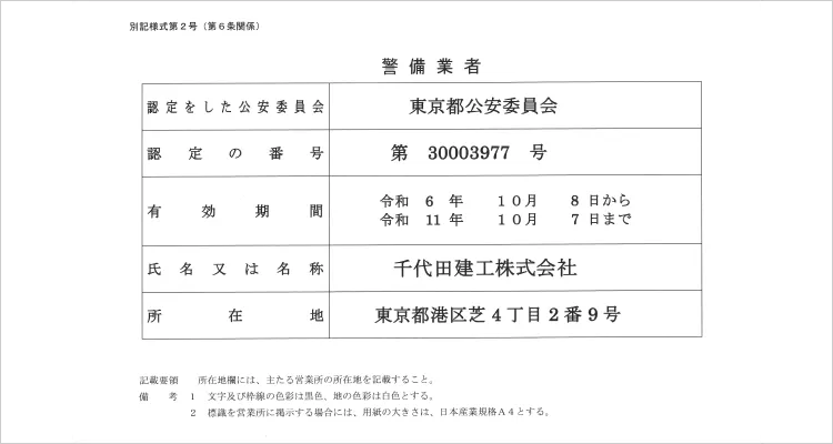 東京都公安委員会認定の書類
